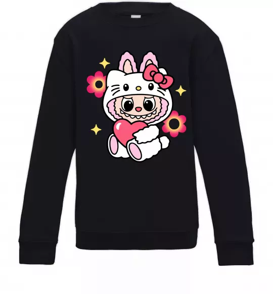 Дитячий світшот Labubu Hello Kitty Чорний фото