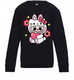 Детский Свитшот Labubu Hello Kitty Черный фото