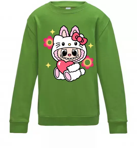 Дитячий світшот Labubu Hello Kitty Лаймовий фото