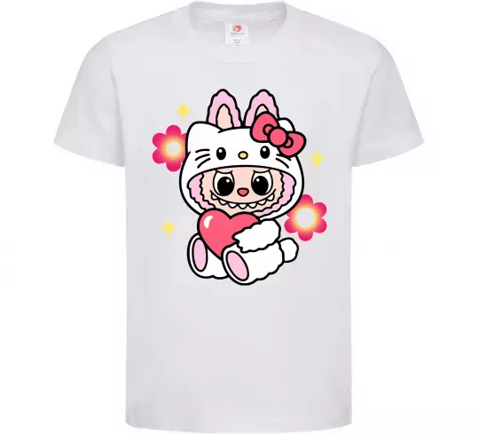 Дитяча футболка Labubu Hello Kitty Білий фото