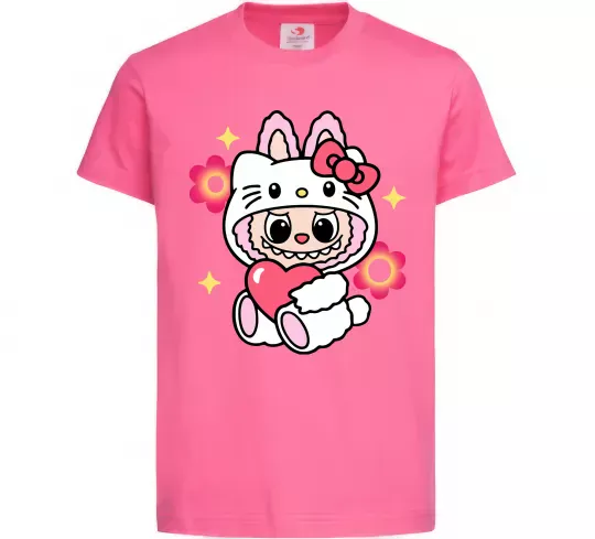 Дитяча футболка Labubu Hello Kitty Яскраво-рожевий фото