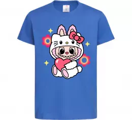 Детская футболка Labubu Hello Kitty Ярко-синий фото