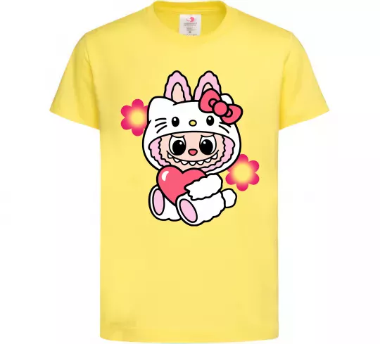 Дитяча футболка Labubu Hello Kitty Лимонний фото