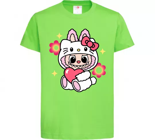Дитяча футболка Labubu Hello Kitty Лаймовий фото