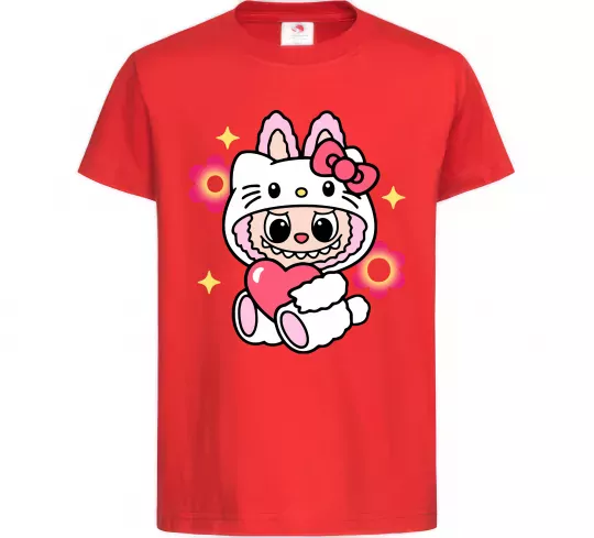 Дитяча футболка Labubu Hello Kitty Червоний фото