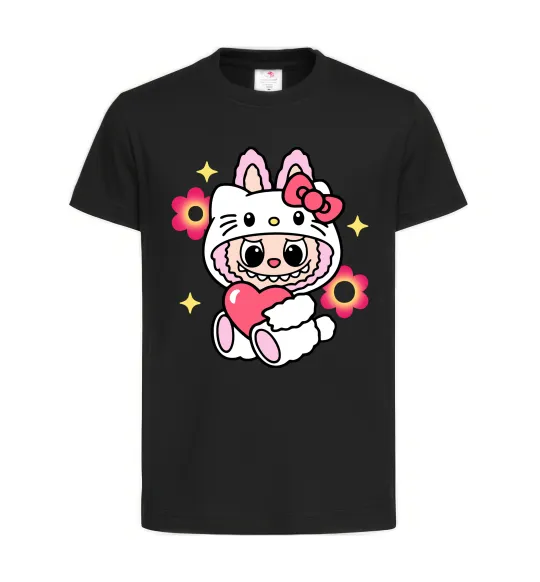 Дитяча футболка Labubu Hello Kitty Чорний фото