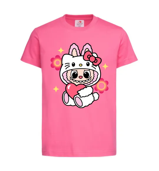 Дитяча футболка Labubu Hello Kitty Яскраво-рожевий фото