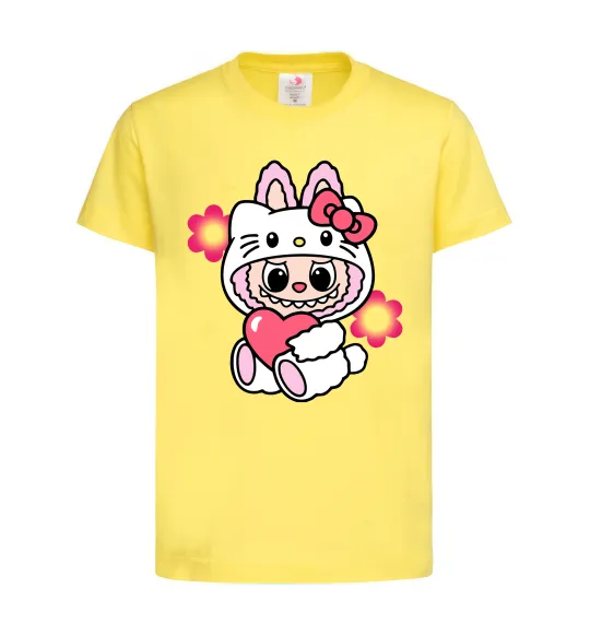 Дитяча футболка Labubu Hello Kitty Лимонний фото