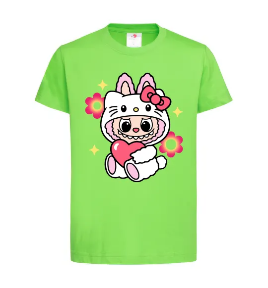 Дитяча футболка Labubu Hello Kitty Лаймовий фото