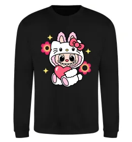 Свитшот Labubu Hello Kitty Черный фото