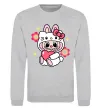 Свитшот Labubu Hello Kitty Серый меланж фото