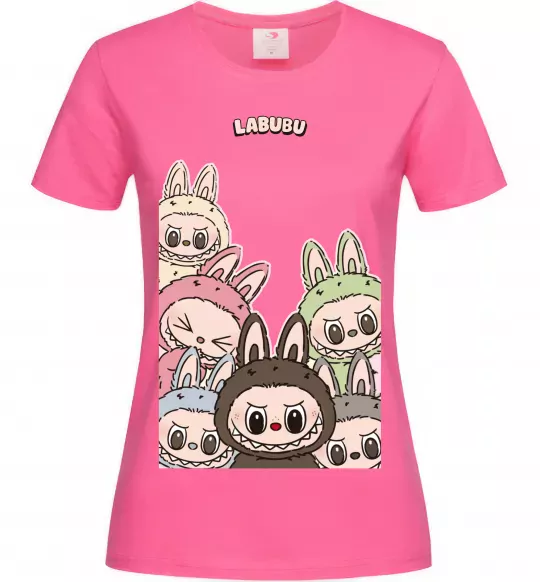 Женская футболка Labubu Ярко-розовый фото