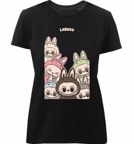 Жіноча преміум футболка Labubu Чорний фото