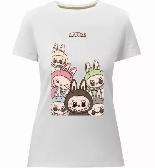 Жіноча преміум футболка Labubu Білий фото