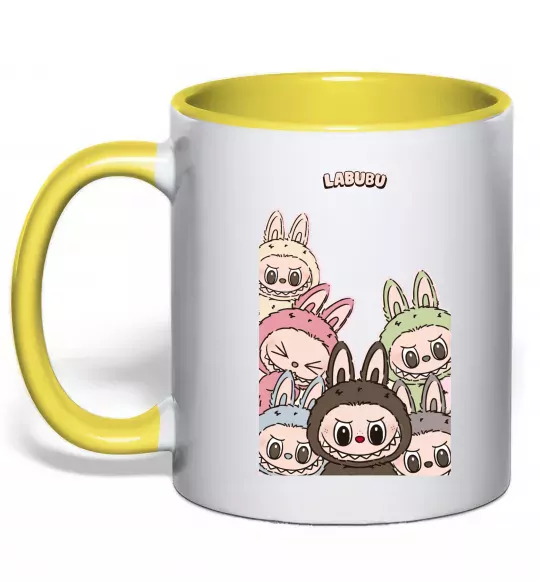 Чашка с цветной ручкой Labubu Солнечно желтый фото