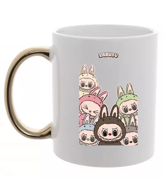 Чашка с цветной ручкой Labubu Золото фото