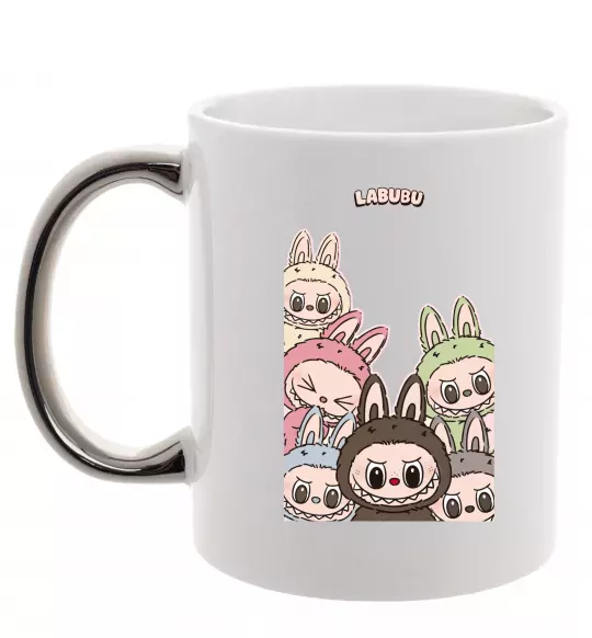 Чашка с цветной ручкой Labubu Серебро фото