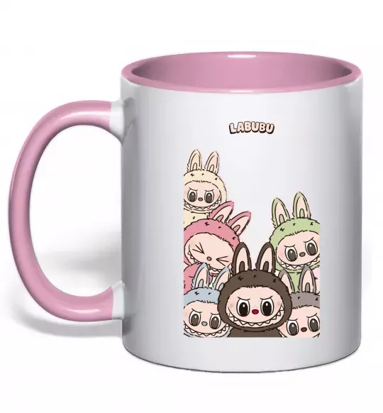Чашка с цветной ручкой Labubu Нежно розовый фото