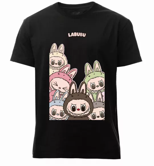Мужская премиум футболка Labubu Черный фото