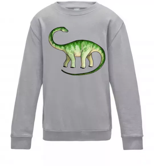 Детский Свитшот Апатозавр Серый меланж фото