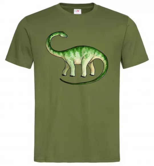 Мужская футболка Апатозавр Оливковый фото