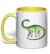 Чашка с цветной ручкой Апатозавр Солнечно желтый фото