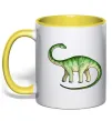 Чашка з кольоровою ручкою Апатозавр Лимонний фото