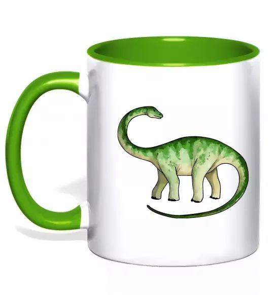Чашка с цветной ручкой Апатозавр Зеленый фото