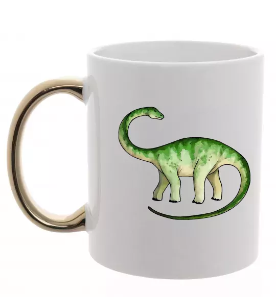 Чашка с цветной ручкой Апатозавр Золото фото