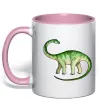 Чашка с цветной ручкой Апатозавр Нежно розовый фото