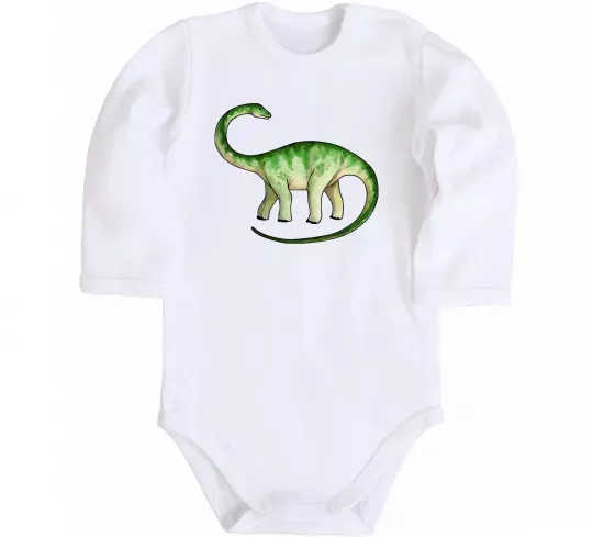 Детский боди Апатозавр Белый фото