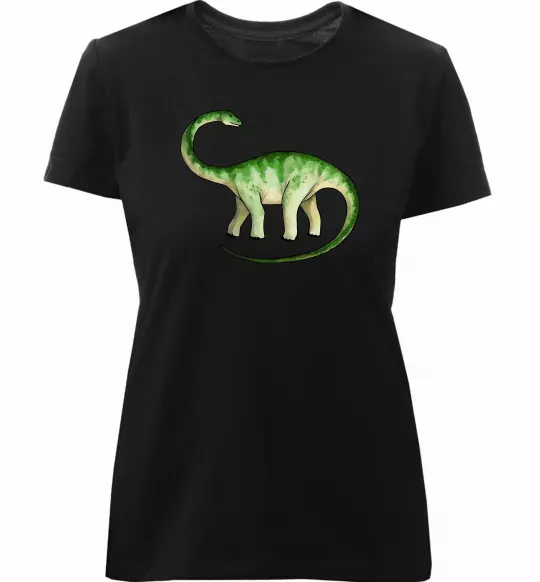 Женская премиум футболка Апатозавр Черный фото