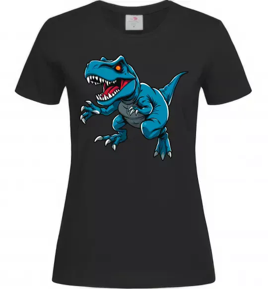 Женская футболка Динозавр Рекс блакитний Черный фото
