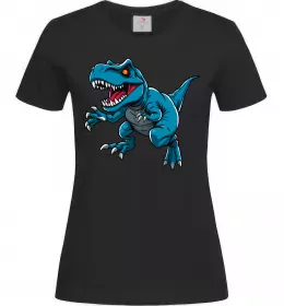 Женская футболка Динозавр Рекс блакитний Черный фото