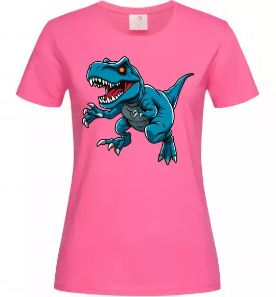 Женская футболка Динозавр Рекс блакитний Ярко-розовый фото