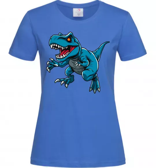 Женская футболка Динозавр Рекс блакитний Ярко-синий фото