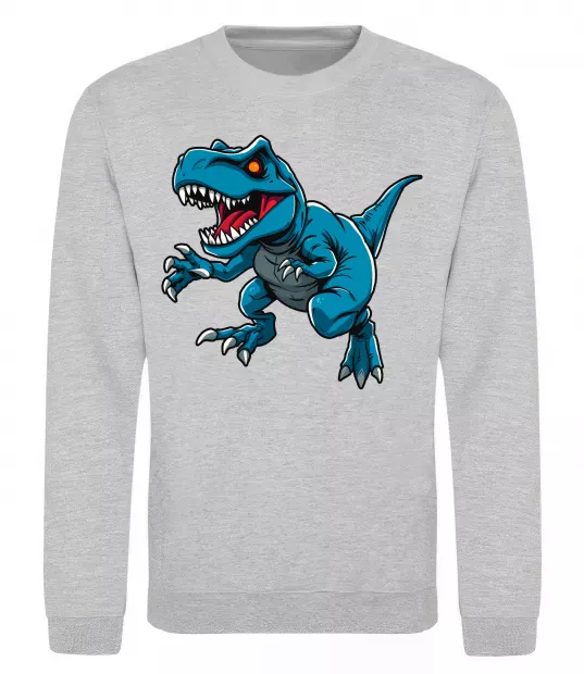 Свитшот Динозавр Рекс блакитний Серый меланж фото