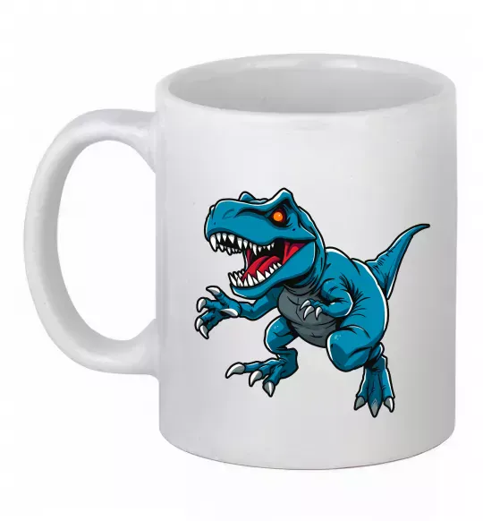 Чашка керамічна Динозавр Рекс блакитний Білий фото