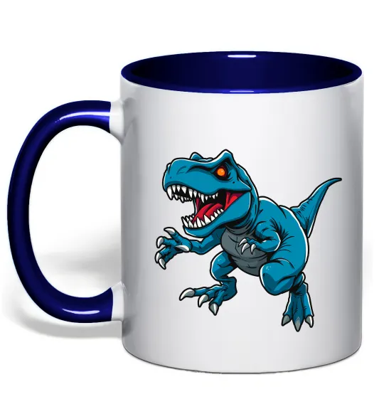 Чашка с цветной ручкой Динозавр Рекс блакитний Глубокий темно-синий фото