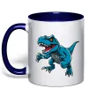 Чашка с цветной ручкой Динозавр Рекс блакитний Глубокий темно-синий фото