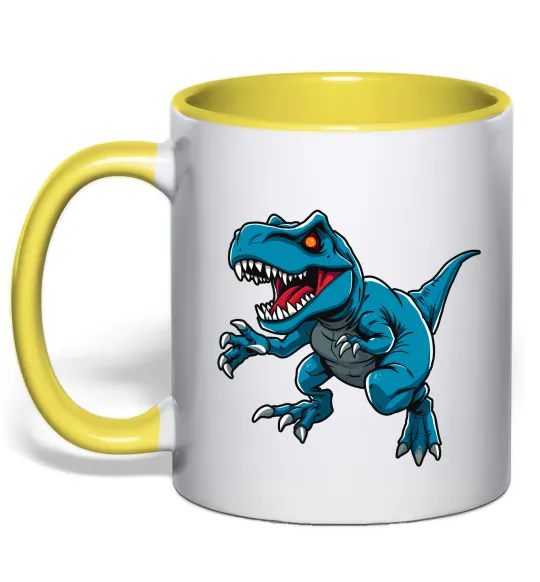 Чашка с цветной ручкой Динозавр Рекс блакитний Лимонный фото