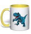 Чашка с цветной ручкой Динозавр Рекс блакитний Лимонный фото