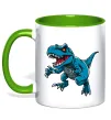 Чашка с цветной ручкой Динозавр Рекс блакитний Лаймовый фото