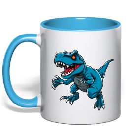 Чашка з кольоровою ручкою Динозавр Рекс блакитний