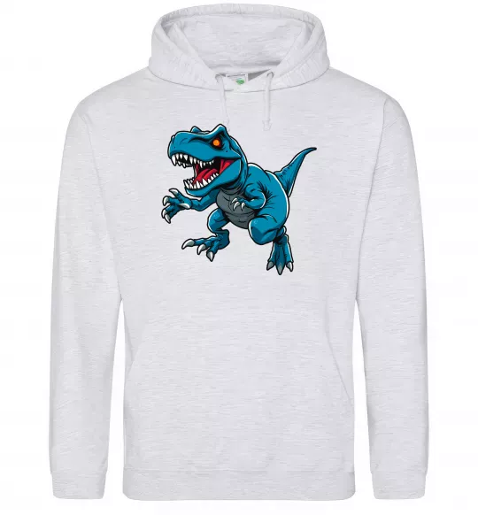 Мужская толстовка (худи) Динозавр Рекс блакитний Серый меланж фото