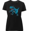Женская премиум футболка Динозавр Рекс блакитний Черный фото