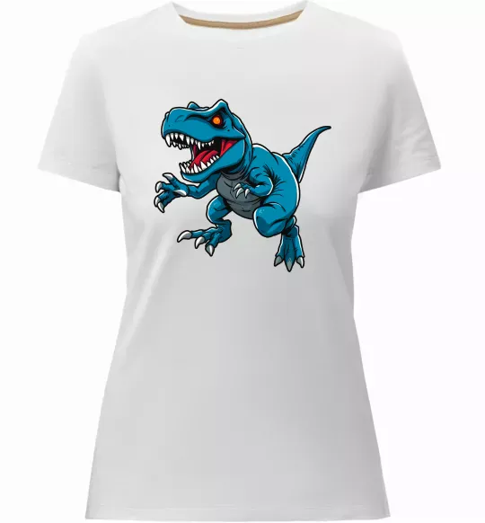 Женская премиум футболка Динозавр Рекс блакитний Белый фото