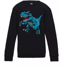 Детский Свитшот Динозавр Рекс блакитний Черный фото