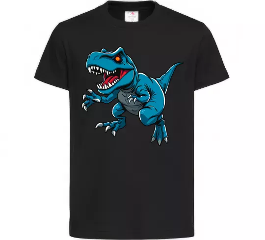 Детская футболка Динозавр Рекс блакитний Черный фото