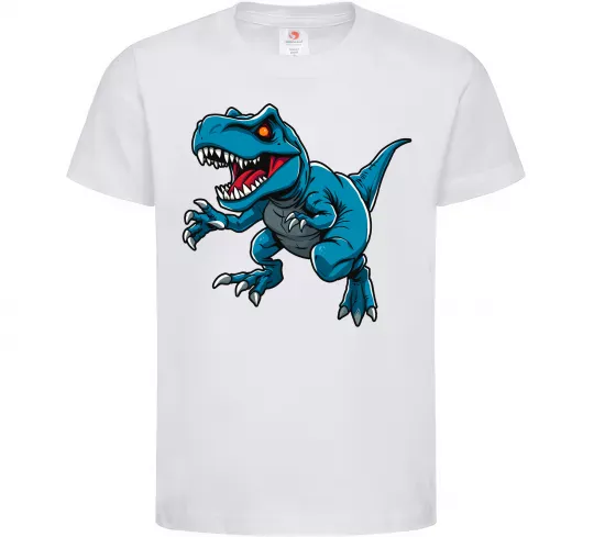 Детская футболка Динозавр Рекс блакитний Белый фото